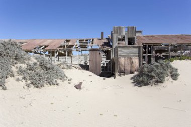 Pomona, Namibya - 15 Ağustos 2018: Pomona terk edilmiş elmas kasabası Namibya