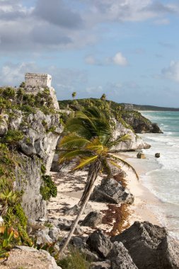 Tulum, Meksika - 3 Ocak 2023: Tulum harabelerinin manzarası