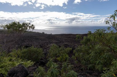 La Reunion, Fransa 'da güzel bir volkanik manzara ve deniz manzarası