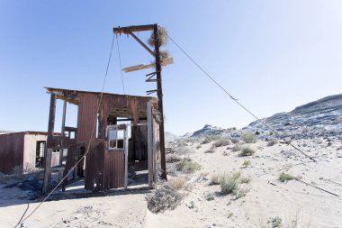 Pomona, Namibya - 15 Ağustos 2018: Namibya 'daki Pomona hayalet kasabasının manzarası