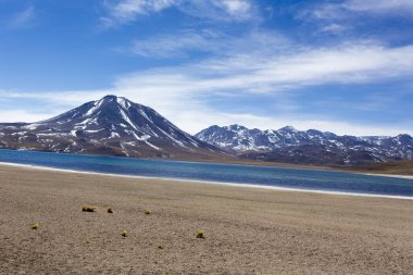 Şili 'deki Miscanti gölünde bir manzara fotoğrafı.
