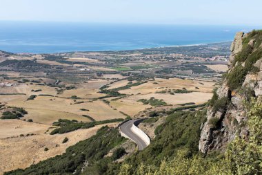 İtalya 'nın Sardunya kıyı şeridi manzarası