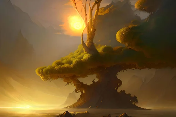 Fantasy Frontier Would Describe Image Landscape Set Fantasy Epic Game Φωτογραφία Αρχείου