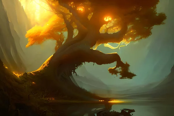 Fantasy Frontier Would Describe Image Landscape Set Fantasy Epic Game Imagens De Bancos De Imagens