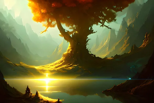 Fantasy Frontier Would Describe Image Landscape Set Fantasy Epic Game Imagens De Bancos De Imagens Sem Royalties