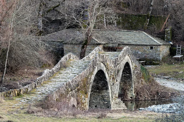 Pohled Tradiční Most Mylos Zagori Epirus Greec — Stock fotografie