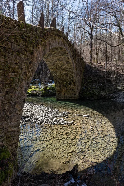 Blick Auf Die Traditionelle Steinerne Dovris Brücke Zagori Von Epirus — Stockfoto
