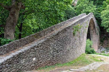 Taş köprü Pyli köyünü Thessaly, Yunanistan