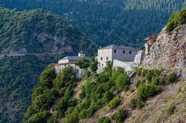 View of the Agios Panteleimon Monastery , dedicated to Saint Pantaleon, near the village of Asia in Thessaly, Greece clipart