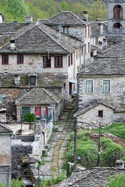 View of the traditional village of Dilofo in Zagori of Epirus, Greece in Spring clipart