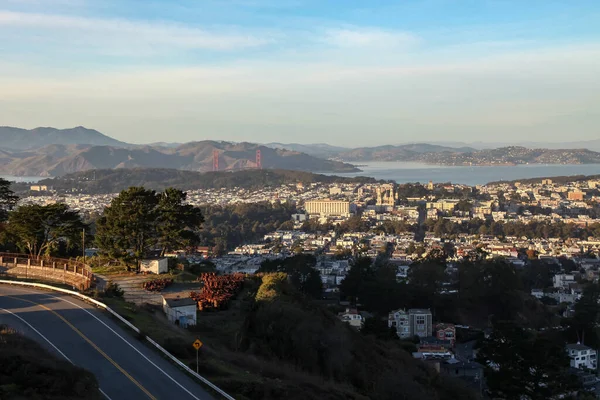 Günbatımından Önce San Francisco Nun Ikiz Tepeleri Kaliforniya Abd Den — Stok fotoğraf