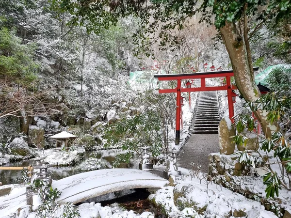 Nanzo Tempel Shingon Boeddhist Tempel Fukuoka Landmark Sneeuw Vallen — Stockfoto