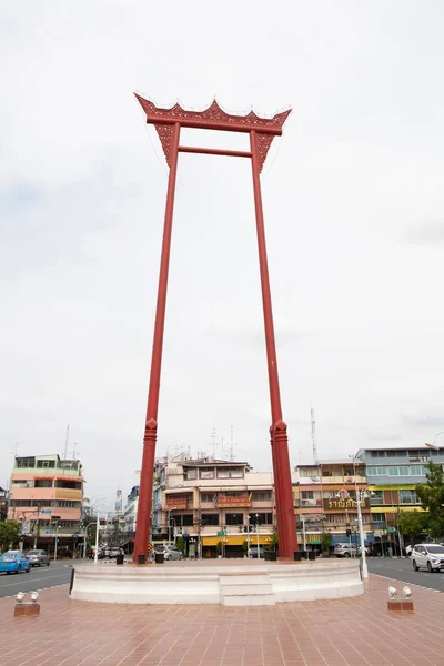 Bangkok Tajlandia Lipiec 2020 Punktem Orientacyjnym Jest Drewniana Czerwona Biegun — Zdjęcie stockowe
