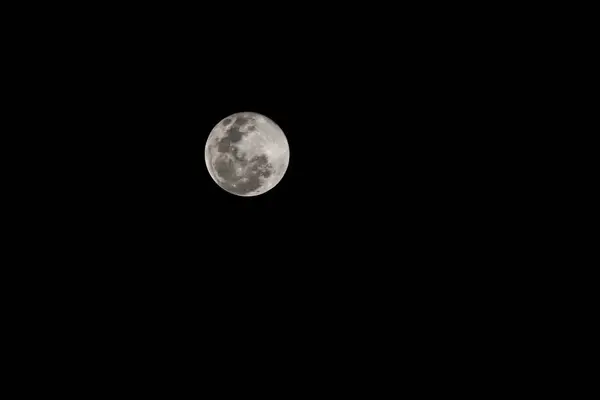 Close Full Moon Black Sky Stock Picture
