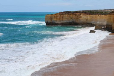 View of landscape and seascape the london bridge location is beautiful good view point at great ocean road australia clipart