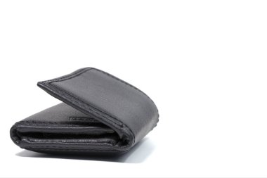 Beyaz bir arka plan üzerinde izole deri cüzdan