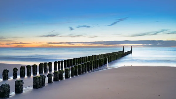 Dricksvatten Stranden Natten Nordsjön Domburg Zeeland Nederländerna — Stockfoto