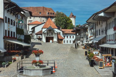 Gruyeres ortaçağ şehir, Fribourg, İsviçre