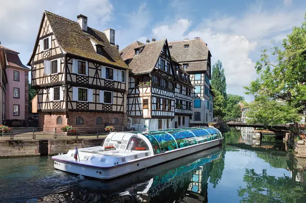 Excursion ship on the river in Strasbourg France