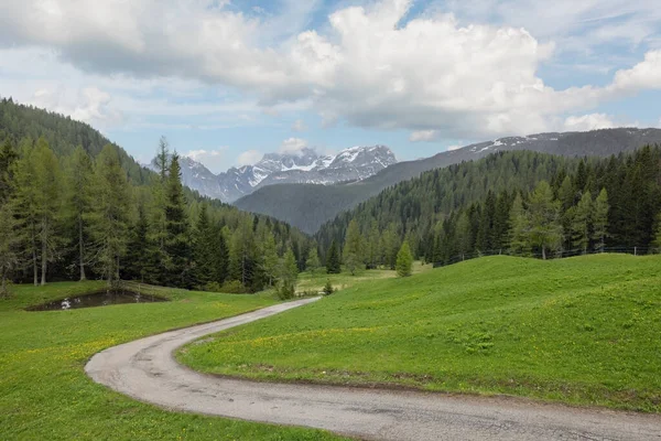 beautiful landscape with a road in the Dolomites Italy