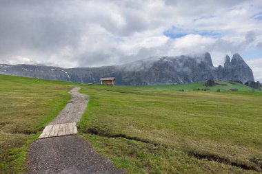 Güzel Alpe di Siusi Dolomitler İtalya 'sında