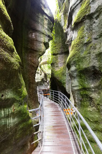 Annecy Gölü yakınlarındaki Fransa 'daki güzel Gorges du Fier nehir kanyonu