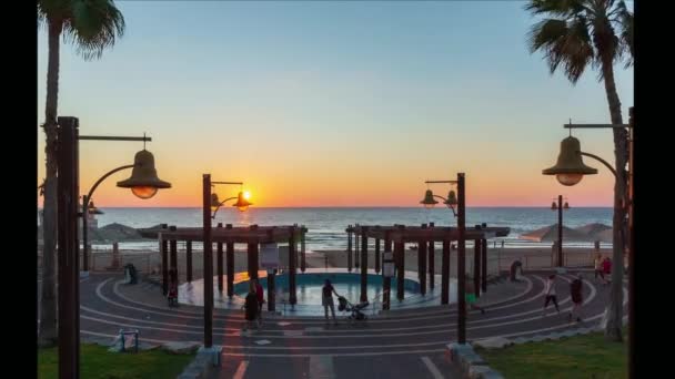 Haifa Israel Octubre 2019 Puesta Sol Timelapse Playa Haifa — Vídeos de Stock