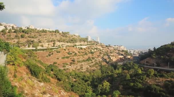 Vacker Utsikt Och Broar Haifa Domedagen — Stockvideo