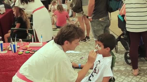 Hayfa Srail Ekim 2019 Caesarea Sukkot Festivali Sanatçı Bir Çocuğun — Stok video