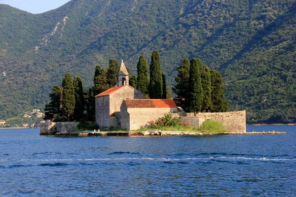 Isola San Giorgio Vicino Alla Città Perast Durante Estate Baia — Foto Stock