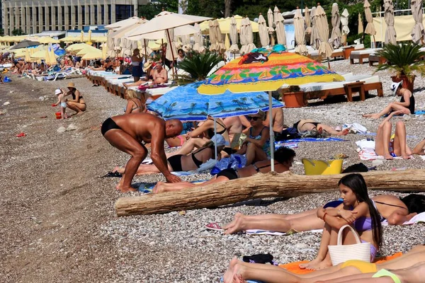 Budva Montenegro Juni 2023 Budva Strand Mit Sonnenbaden Und Relaxen — Stockfoto