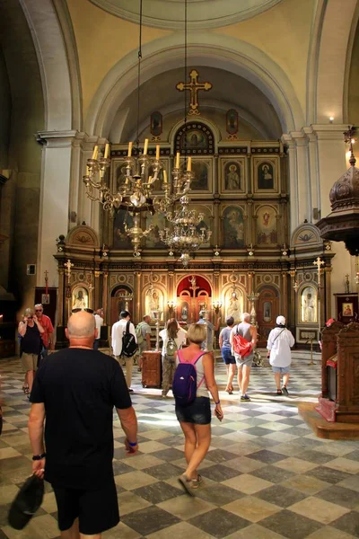 Kotor Černá Hora Června 2023 Interiér Ikony Exteriér Kotorského Kostela — Stock fotografie