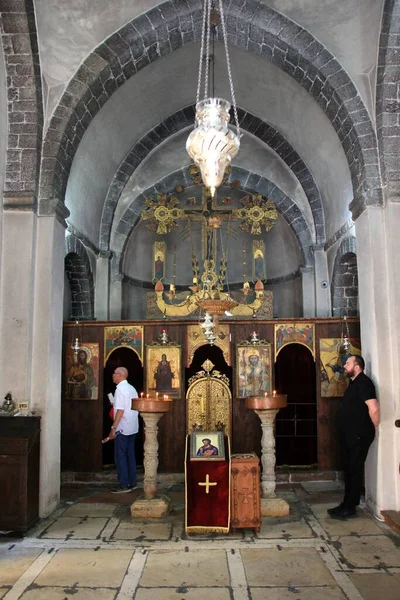 Kotor Muntenegru Iunie 2023 Interior Icoane Vedere Exterioară Bisericii Kotor — Fotografie, imagine de stoc