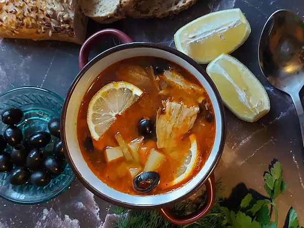 Fish soup from salmon, delicious fish soup from smoked trout