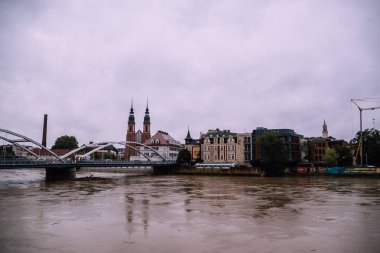 Opole, Poland - September 16, 2024: A river flood on Odra, one of the largest rivers in Poland clipart