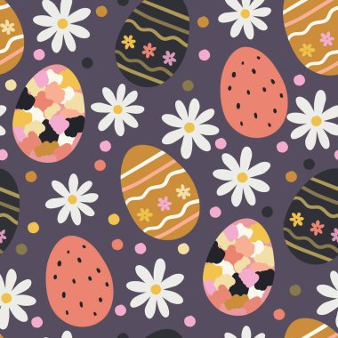 Kusursuz Vektör Yumurtaları ve Papatya Arkaplanı
