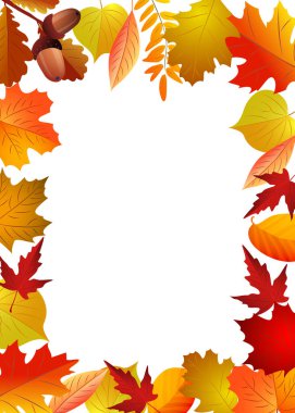 Sonbahar, çerçeve kartı bırakır. Vektör