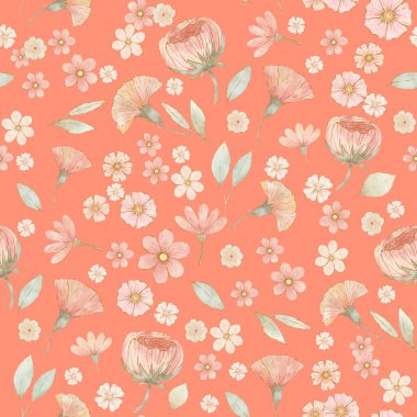 Koyu pembe arka planda pembe çiçekler çizilmiş küçük narin eller.