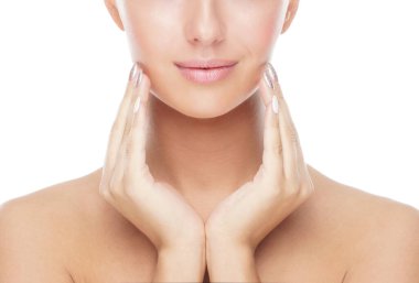 Beyaz tenli, güzel, taze, sağlıklı ve şehvetli bir kızın portresi. Güzellik konsepti.