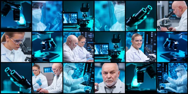 Professionella Forskarlag Arbetar Ett Nytt Vaccin Ett Modernt Vetenskapligt Forskningslaboratorium — Stockfoto