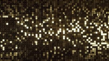 Soyut altın disko arka planı. Hareket eden ışık, yansımalar ve parıltı. Müzik, parti ve dans konsepti.