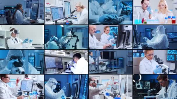 Conceito Ciência Pesquisa Trabalho Laboratório Diversas Pessoas Trabalham Laboratórios Ciências — Vídeo de Stock