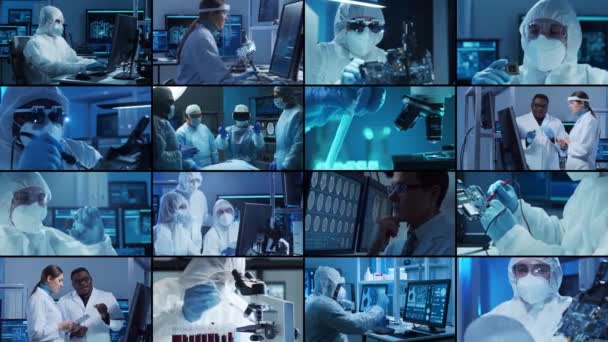 실험실의 사람들 실험실에서 일합니다 실험실 보조원들은 마이크로 연구를 로열티 프리 스톡 푸티지