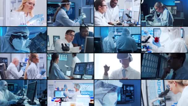 Concetto Scienza Ricerca Lavoro Laboratorio Diverse Persone Lavorano Nei Laboratori — Video Stock