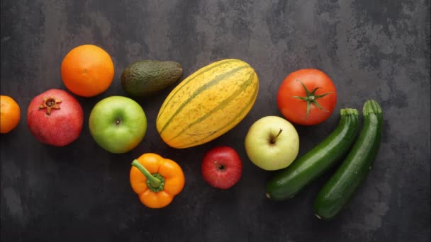Healthy Eating Ingredients Fresh Vegetables Fruits Superfood Nutrition Diet Vegan — Stock Video