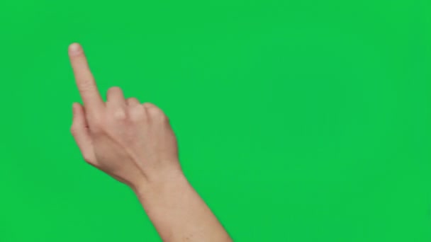 Male Hand Touching Clicking Tapping Sliding Swiping Chroma Key Green — Vídeo de Stock