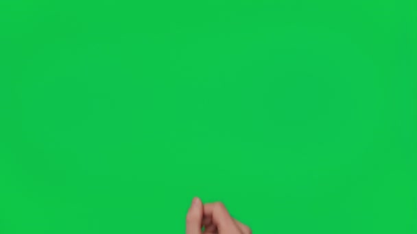 Male Hand Snaps His Fingers Chroma Key Green Screen Background — стоковое видео