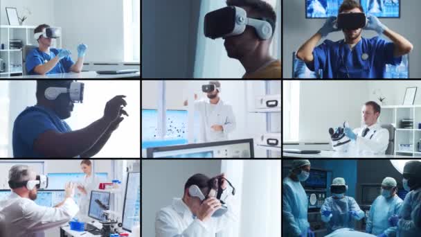 Professional Medical Doctors Working Hospital Office Using Modern Virtual Augmented — Vídeo de Stock