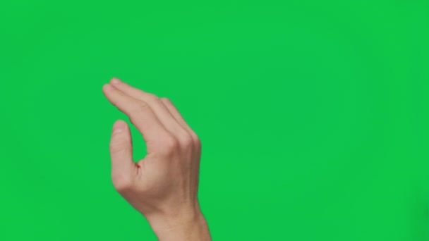 Male Hand Touching Clicking Tapping Sliding Swiping Chroma Key Green — Video Stock