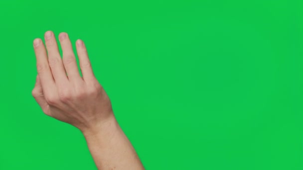 Male Hand Touching Clicking Tapping Sliding Swiping Chroma Key Green — Vídeo de stock